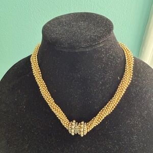 Vintage Joseph Esposito Stocko Matte GoldTone Multi-Chain Torsade Necklace